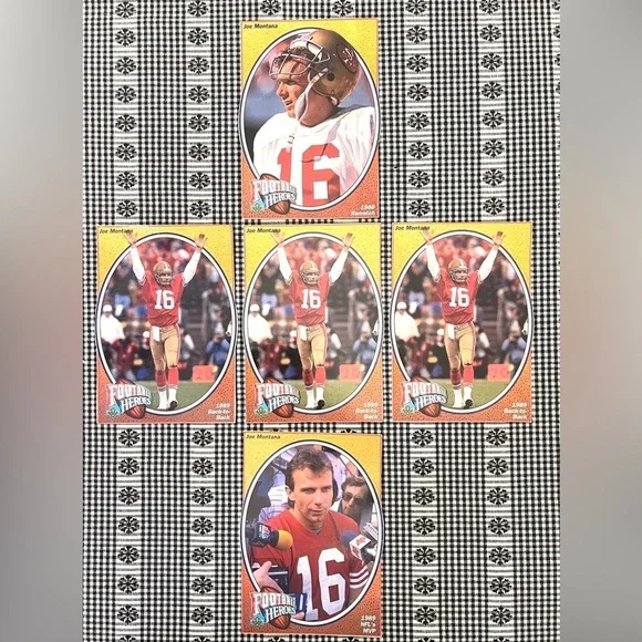 5 JOE MONTANA 1980s Upper Deck Football Heroes Box Bottom Cards 5x7” Blank Back - Picture 3 of 4